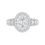 Eliza Double Halo Oval Crystal Engagement Ring (1.54 CTW) Top Flat View