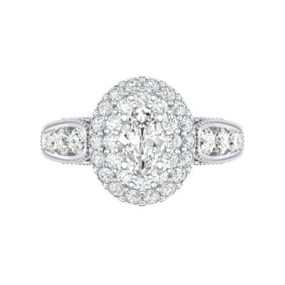 Eliza Double Halo Oval Crystal Engagement Ring (1.54 CTW) Top Flat View