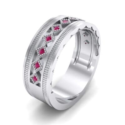 Wide Harlequin Ruby Ring (0.11 CTW) Perspective View
