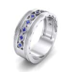 Wide Harlequin Blue Sapphire Ring (0.11 CTW) Perspective View