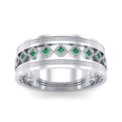 Wide Harlequin Emerald Ring (0.11 CTW) Top Dynamic View