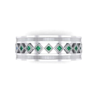 Wide Harlequin Emerald Ring (0.11 CTW) Top Flat View