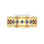 Wide Harlequin Blue Sapphire Ring (0.11 CTW) Top Flat View