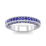 Three-Sided Filigree Blue Sapphire Ring (0.39 CTW) Top Dynamic View