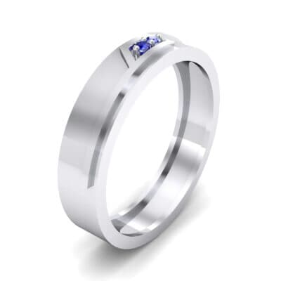 Pave Rhombus Blue Sapphire Ring (0.03 CTW) Perspective View