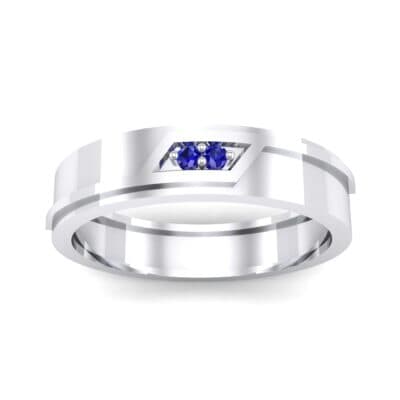 Pave Rhombus Blue Sapphire Ring (0.03 CTW) Top Dynamic View