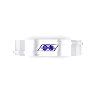 Pave Rhombus Blue Sapphire Ring (0.03 CTW) Top Flat View