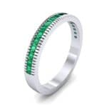 Channel-Set Toothed Rim Emerald Ring (0.29 CTW) Perspective View