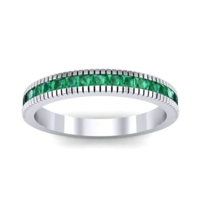 Channel-Set Toothed Rim Emerald Ring (0.29 CTW) Top Dynamic View
