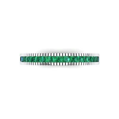 Channel-Set Toothed Rim Emerald Ring (0.29 CTW) Top Flat View