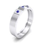 Three-Stone Divide Blue Sapphire Ring (0.08 CTW) Perspective View