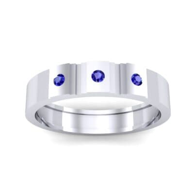 Three-Stone Divide Blue Sapphire Ring (0.08 CTW) Top Dynamic View