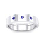 Three-Stone Divide Blue Sapphire Ring (0.08 CTW) Top Dynamic View