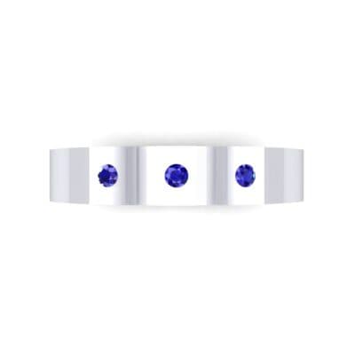 Three-Stone Divide Blue Sapphire Ring (0.08 CTW) Top Flat View