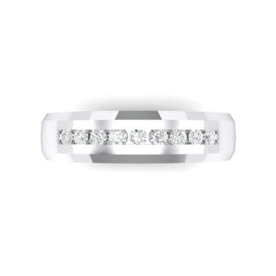 Beveled Edge Demilune Crystal Ring (0.18 CTW) Top Flat View