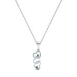 Falling Hearts Emerald Pendant (0.03 CTW) Perspective View