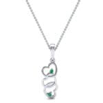 Falling Hearts Emerald Pendant (0.03 CTW) Top Dynamic View