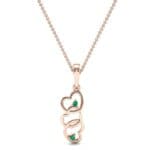 Falling Hearts Emerald Pendant (0.03 CTW) Top Dynamic View