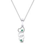 Falling Hearts Emerald Pendant (0.03 CTW) Top Dynamic View