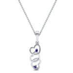 Falling Hearts Blue Sapphire Pendant (0.03 CTW) Top Dynamic View