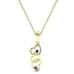 Falling Hearts Blue Sapphire Pendant (0.03 CTW) Top Dynamic View