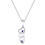Falling Hearts Blue Sapphire Pendant (0.03 CTW) Top Dynamic View