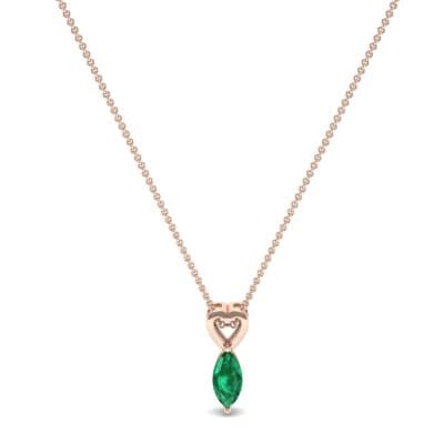Marquise Heart Emerald Pendant (0.5 CTW) Perspective View