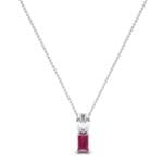 Grace Radiant-Cut Ruby Pendant (0.5 CTW) Perspective View
