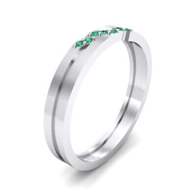 Pave Oblique Emerald Ring (0.04 CTW) Perspective View