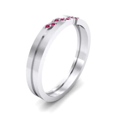 Pave Oblique Ruby Ring (0.04 CTW) Perspective View