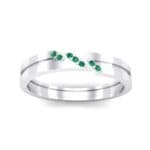 Pave Oblique Emerald Ring (0.04 CTW) Top Dynamic View