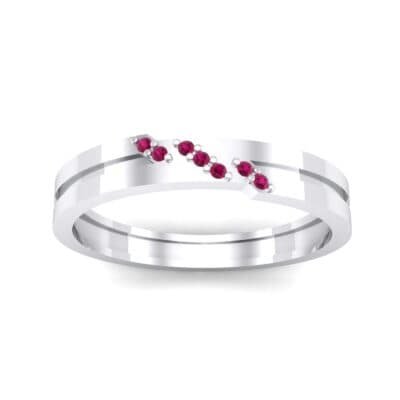 Pave Oblique Ruby Ring (0.04 CTW) Top Dynamic View