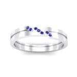 Pave Oblique Blue Sapphire Ring (0.04 CTW) Top Dynamic View