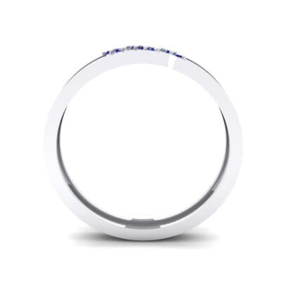 Pave Oblique Blue Sapphire Ring (0.04 CTW) Side View