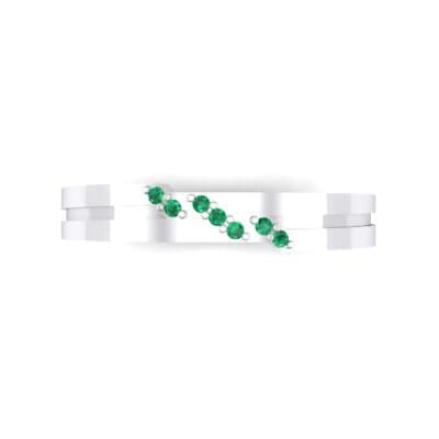 Pave Oblique Emerald Ring (0.04 CTW) Top Flat View