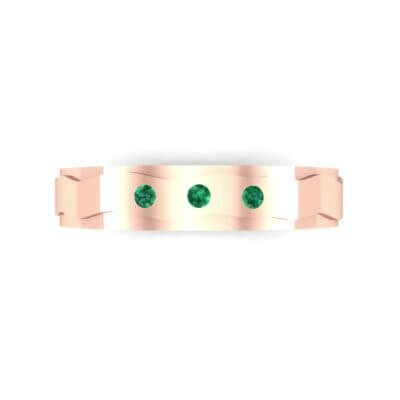 Three-Stone River Emerald Ring (0.08 CTW) Top Flat View