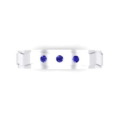 Three-Stone River Blue Sapphire Ring (0.08 CTW) Top Flat View