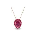 Pear-Shaped Halo Ruby Pendant (0.88 CTW) Perspective View