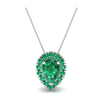 Pear-Shaped Halo Emerald Pendant (0.88 CTW) Top Dynamic View