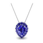 Pear-Shaped Halo Blue Sapphire Pendant (0.88 CTW) Top Dynamic View