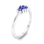 Tapered Cluster Blue Sapphire Engagement Ring (0.12 CTW) Perspective View