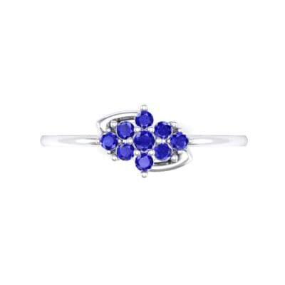 Tapered Cluster Blue Sapphire Engagement Ring (0.12 CTW) Top Flat View