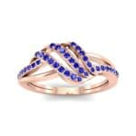 Pave Flight Blue Sapphire Ring (0.22 CTW) Top Dynamic View