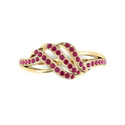 Pave Flight Ruby Ring (0.22 CTW) Top Flat View