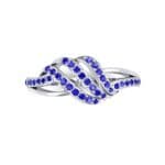 Pave Flight Blue Sapphire Ring (0.22 CTW) Top Flat View