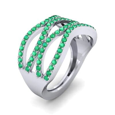 Flux Pave Emerald Ring (0.56 CTW) Perspective View