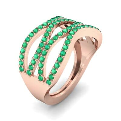 Flux Pave Emerald Ring (0.56 CTW) Perspective View