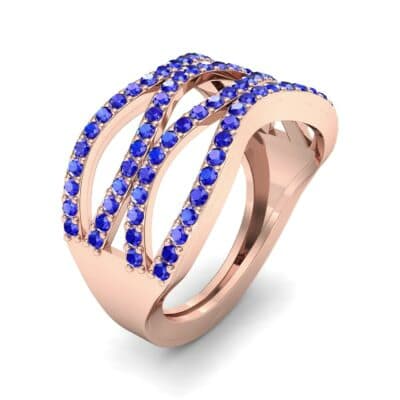 Flux Pave Blue Sapphire Ring (0.56 CTW) Perspective View