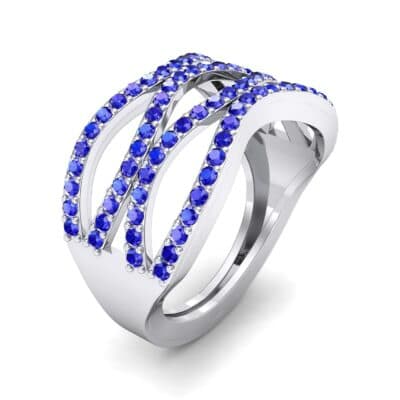 Flux Pave Blue Sapphire Ring (0.56 CTW) Perspective View