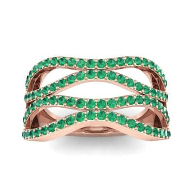 Flux Pave Emerald Ring (0.56 CTW) Top Dynamic View